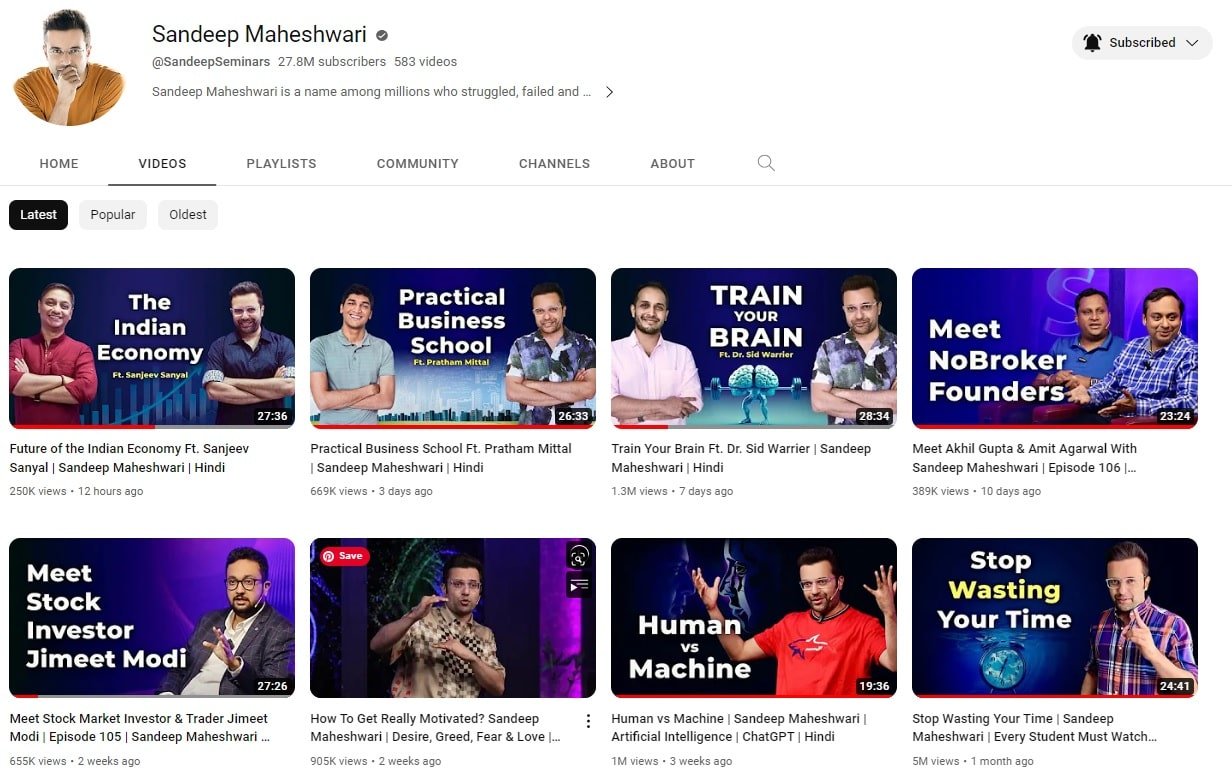 sandeep maheshwari motivational channel