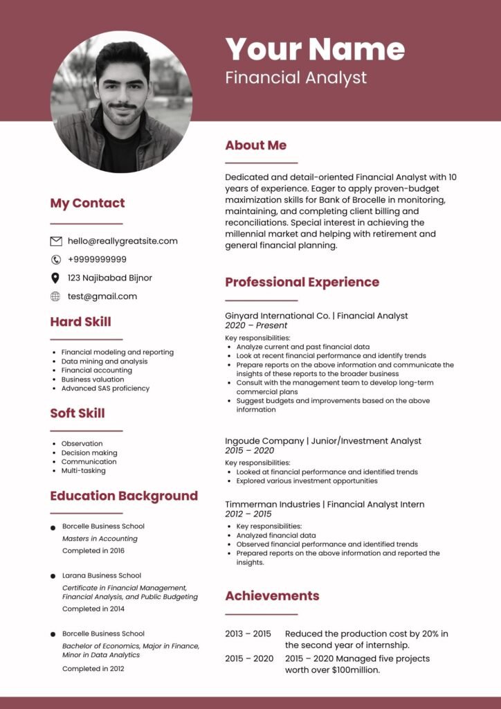 Free Printable Resume Template You Can Customize (Word Docx)