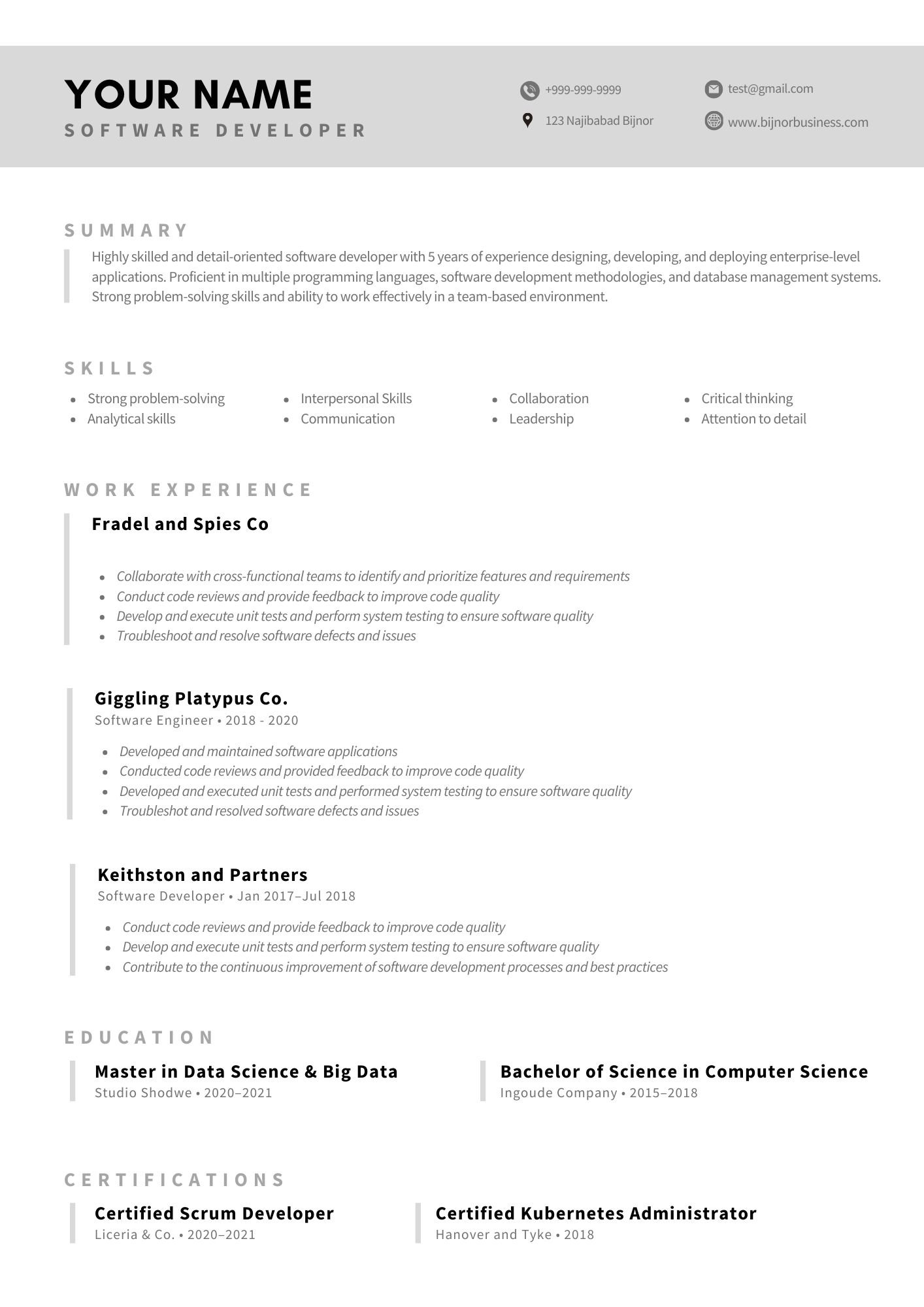 Free Resume Templates Maker (Word Docx)