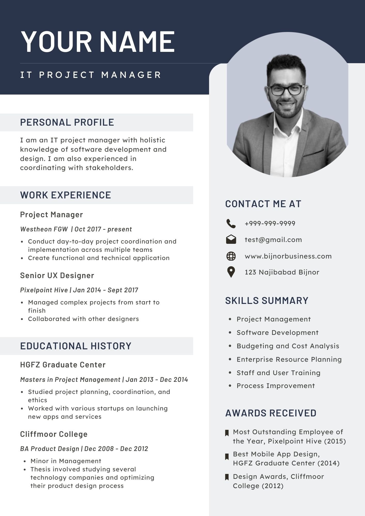 Simple Resume Format Download (Word Docx)