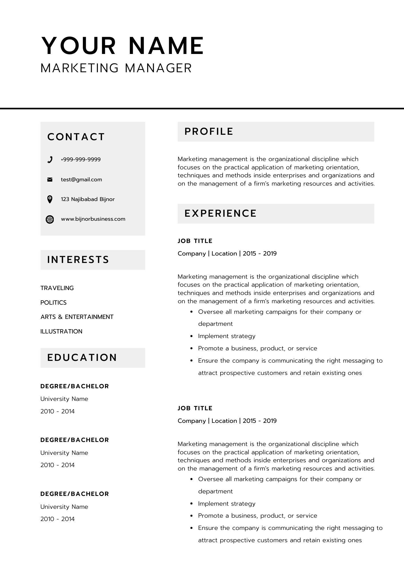 Simple Resume Template Free Download Word Docx   Simple Resume Template Free Download Word Docx 